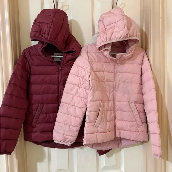 2 Old Navy Kids Puffer Jackets - Burgundy and Pink Water resistant  Size S 6-7 - Picture 14 of 14